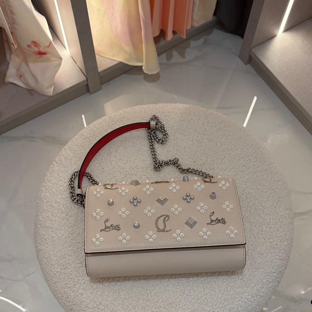 Christian Louboutin Blush Embellished Leather Shoulder Bag
